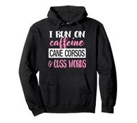 Funny Womens Run On Caffeine Cuss Words Cane Corso Lover Felpa con Cappuccio