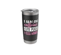 Funny Womens Run On Caffeine Pugs & Cuss Words Lover Bicchiere termico in acciaio inox doppia parete