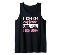 Funny Womens Run On Caffeine Pugs & Cuss Words Lover Canotta