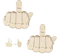 Funny Wooden Finger Spilla, Divertente Middle Finger Pin Kit DIY, Legno Flippable Middle Finger Pin Interactive Mood Expressing Pin 2 Pz