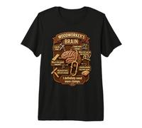 Funny Woodworker Brain Woodworking Humor Carpenter Maglietta Premium