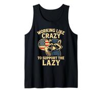 Funny Working Like Crazy To Support The Lazy US Flag Raccoon Canotta