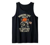 Funny Working Like Crazy To Support The Lazy US Flag Raccoon Canotta