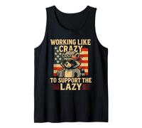 Funny Working Like Crazy To Support The Lazy US Flag Raccoon Canotta