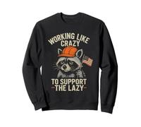 Funny Working Like Crazy To Support The Lazy US Flag Raccoon Felpa