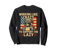Funny Working Like Crazy To Support The Lazy US Flag Raccoon Felpa