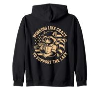 Funny Working Like Crazy To Support The Lazy US Flag Raccoon Felpa con Cappuccio