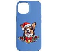 Funny Xmas Christmas Santa Black Tricolor Corgi Lover Custodia per iPhone 15