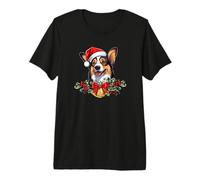 Funny Xmas Christmas Santa Black Tricolor Corgi Lover Maglietta Premium