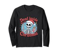 Funny Xmas Skeleton Graphic. Dead Inside But It's Christmas Maglia a Manica