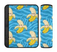 Funny Yellow Bananas Blue Animal Stripes 2 Pack Cute Safety Belt Covers Stop taglio nel collo per Van funda para cinturón de carro