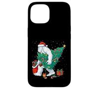 Funny Yeti Christmas Tree Lights Bigfoot Xmas Sasquatch Boys Custodia per iPhone 15