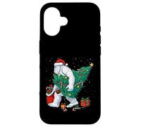 Funny Yeti Christmas Tree Lights Bigfoot Xmas Sasquatch Boys Custodia per iPhone 16