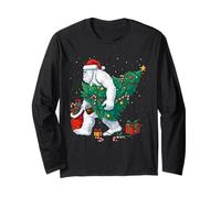 Funny Yeti Christmas Tree Lights Bigfoot Xmas Sasquatch Boys Maglia a Manica