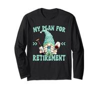 Funny Yoga And Wine GNOME for Retired Women Retirement Plan Maglia a Manica