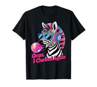 Funny Zebra Bubblegum Style Chewing Zebra Retro Vibes Maglietta