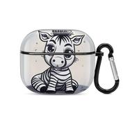 Funny Zebra Custodia per auricolari Bluetooth a corpo intero antiurto, custodia rigida supporto ricarica wireless con portachiavi regalo personalizzato per AirPods 3