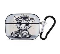 Funny Zebra - Custodia protettiva antiurto per auricolari Airpods Pro di seconda generazione, con moschettone, anti-caduta, colore: nero