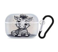 Funny Zebra - Custodia protettiva antiurto per auricolari Airpods Pro di seconda generazione, con moschettone, anti-caduta, colore: bianco