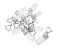 FUNOMOCYA 10 pezzi Mini Barattoli Vetro Trasparente Bottigliette Piccole Forma Cuore Portachiavi per Messaggi Incantesimi Decorativi per Borsa e Bomboniere Nozze