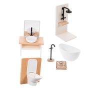 FUNOMOCYA 12 per Casa delle Bambole, Accessori Bagno in Miniatura Doccia, Lavabo, Wc, Vasca e Bilancia, Decorazione Scenica per Gioco Creativo