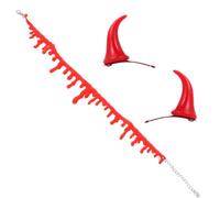 FUNOMOCYA 2 Impostati Collana Corna Rosse e Fermagli Diabolici per Chioma | Plastica Rossa, Stile Chic Elementi di Halloween, per Collo e Chioma, Comodo Tutta la Notte