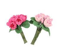 FUNOMOCYA 2 Miniature Flowers in Resin Realistic Tiny Artificial Floral Bouquet For Dollhouse Decoration And Detailed Micro Landscape Accessories