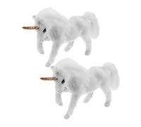FUNOMOCYA 2 Miniature Unicorn Ornament in Simulated Wool Realistic Standing Figurines For Home Decor Photography Props And Playful Accessories Portable And Lightweight
