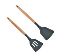 FUNOMOCYA 2 pezzi Spatole Silicone per Cucina con Antiscivolo e Completo per Cucinare e Impiattare Colore Grigio Scuro