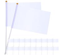 FUNOMOCYA 20 Pezzi Bandiere Bianche Portatili per Arbitro con Asta Leggere e Facili da Agitare per Eventi Sportivi e Manifestazioni Pubbliche