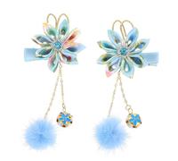 FUNOMOCYA 2pezzi Mollettone Chioma Donna Elegante Blu Fiore e Charm Pendente, Clip per Chioma Retro Confortevole e Durevole per Ragazze e Donne