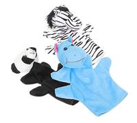 FUNOMOCYA 3 Marionette Animali Morbido Peluche Set Burattini da Mano Educativi per Giocattoli Interattivi per e Zebrato Ippopotamo Panda