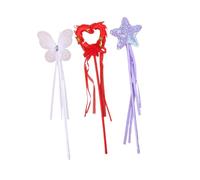 FUNOMOCYA 3 pezzi Bacchette Magiche Fata per Bambine con Design Cuore Cinque Punte e Farfalla Accessori Sicuri per Feste Compleanno e Travestimenti Colori Rosso e Bianco