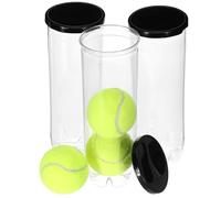 FUNOMOCYA 3 Pezzi Contenitori Trasparenti per Palline da Tennis in PVC con Coperchio Nero Scatole Stoccaggio Multifunzionali per Palline Portapalle Tennis Durevole e Visibile