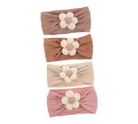 FUNOMOCYA 4 Pezzi Fasce Elastiche per Neonate con Fiore Turbante e Accessori Capelli Floreali per Ragazzo Ragazza e Bambine Fascia per Capelli Antiscivolo e Confortevole