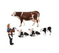 FUNOMOCYA 5 Simulated Animal Farm Toys Realistic Cow Figurines Miniature Farm Animals Figures For Indoor Outdoor Decor And Interactive Learning