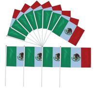 FUNOMOCYA 50 pezzi Bandiere Messico Piccole da Mano con Bastone in Poliestere Bandiere Nazionali Messicane Resistenti e Colorate per Feste Eventi e Decorazioni Esterne