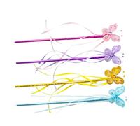 FUNOMOCYA Bacchette Magiche a Forma di Farfalla 4 Pezzi Farfalle Vibranti e Nastri Colorati, Giocattolo Portatile per Bambine per Feste e Travestimenti da Fata