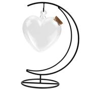 FUNOMOCYA Bottiglia Decorativa in Vetro Forma Di Cuore Trasparente Con Supporto a Mezzaluna e Tappo in Sughero Contenitore Origami Per Piante Glitter e Articoli Creativi Come Regalo Per Deco