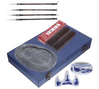 FUNOMOCYA Calligraphy Ink Brush e Chinese Ink Stone Set Legno Design Attraente per Studenti e Calligraphy Practicing
