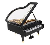 FUNOMOCYA Carillon Musicale retrò a Forma di Pianoforte, Meccanico Nero | Corda Manuale senza Batterie, Acciaio e Plastica, per Collezionisti e Superfici da Tavolo