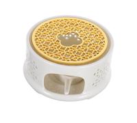 FUNOMOCYA Ceramic Teapot Warmer With Hollow Design And Tealight Candle Holder Stable Stainless Steel Base For Heating Glass Kettles Milk And Tea At Home Office