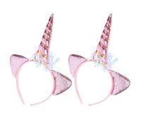 FUNOMOCYA Cerchietto per Chioma Unicorno Rosa 2 Pezzi Orecchie Leggero e Facile da Indossare per Feste e Spettacoli