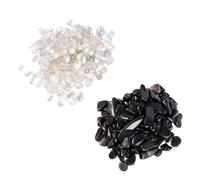 FUNOMOCYA Confezione da 2 Pietre di Cristallo Naturali per Acquario Ciottoli Decorativi Macadam in Ossidiana e Cristallo di Quarzo Decorazione Sicura per Acquari d’Acqua Dolci e Marine