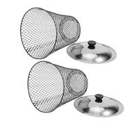 FUNOMOCYA Contenitore per Compostaggio Vermi in Metallo con Coperchio Ventilato, Bidone della Spazzatura Coperto da Esterno per Compost da Giardino, Set 2 Pezzi per Compostaggio All’aperto