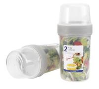 FUNOMOCYA Contenitori per Alimenti Doppio Strato 2 Pezzi in Plastica Design Delicato e Grande Capacità, Scatole Sigillate per Conservare Cibo e Frutta, per Pranzo Portatile