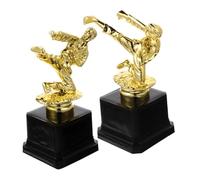 FUNOMOCYA Coppa Taekwondo 2 Pezzi in Plastica Resistente Decorazione Mossa Marziale per Torneo e Premio di Celebrazione Scuola, Coppa per Concorso e Festa Sportiva