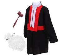 FUNOMOCYA Costume Giudice Completo per Giochi Ruolo con Martelletto e Copricapo Giudice per Vestito per Carriera e Interattivo