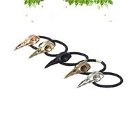 FUNOMOCYA Elastici per Chioma Accessori Elastici per Chioma Vintage 10 Pezzi Teschio di Corvo e Design 3d Realistico in Lega e Gomma per Feste di Halloween e Carnevali