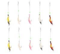 FUNOMOCYA Esche Artificiali per Pesca in Acqua Salata e Fiume, Esche Morbide a Forma di Gambero Luminose, Set da 10 Pezzi Multicolore per Trote, Spigole e Pesci Vari, Riutilizzabili